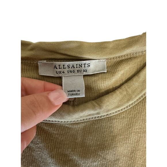 Allsaints Rine cropped tank in‎ pale olive green size 0 - Picture 3 of 5